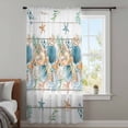 thumbnail image 3 of Vintage Beach Coastal Sheer Curtains 45 Inches Long, Nautical Shell Starfish Coral Summer Light Filering Curtains, Breathable Simi Curtain Privacy Drapes for Kitchen Bathroom Small Window Treatment, 3 of 9