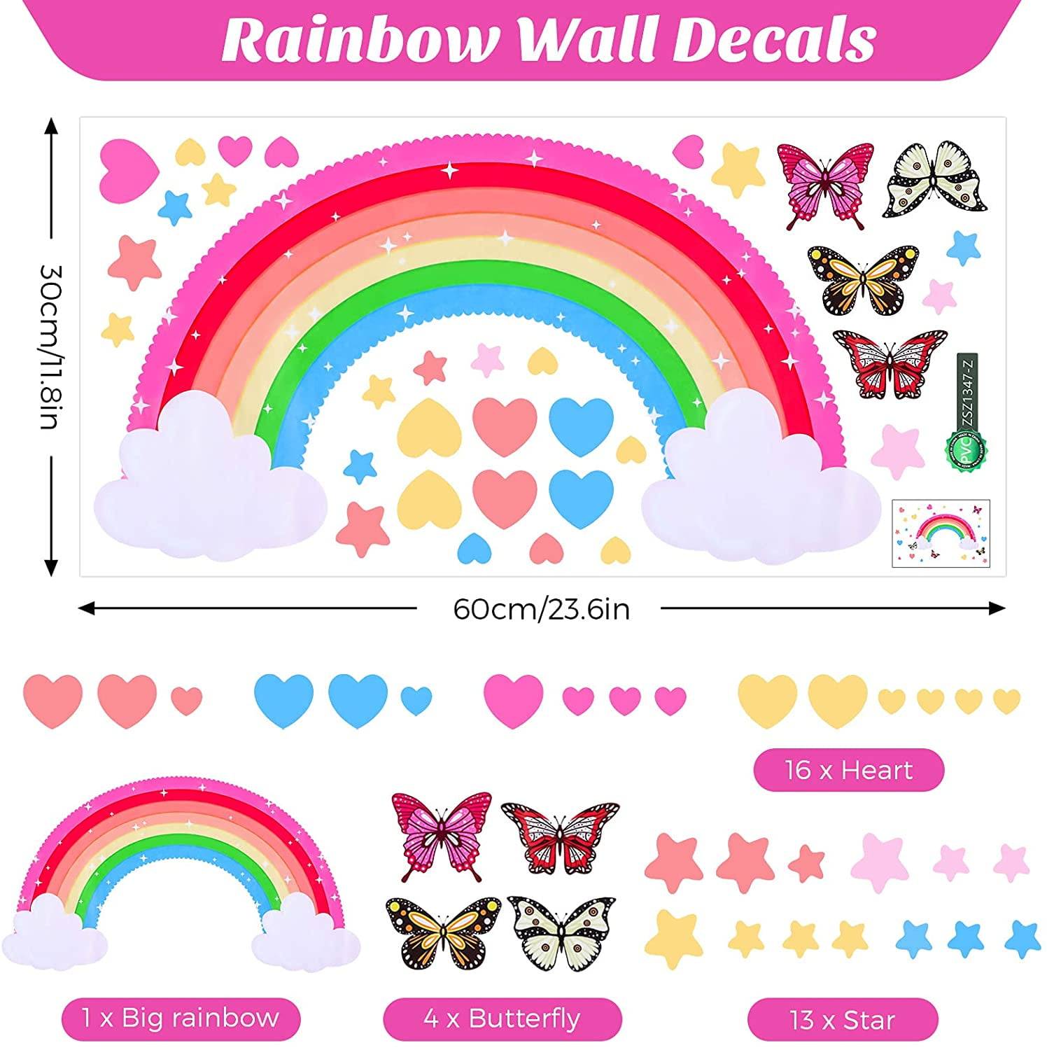 Cartoon Rainbow Wall Stickers Decals Rainbow Vinyl Self - Temu