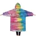 thumbnail image 2 of Oversized Wearable Blanket Hoodie,Colorful Tie Dye Pattern Sherpa Blanket Hoodie with Super Pockets,Super Warm Fuzzy Pullover for Women & Men, 2 of 6