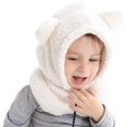 thumbnail image 4 of Gorros de Punto Invierno 3 en 1 para Niño Niña 3-8 Años Pasamontañas con Elásticas Ajustables Cálido y Adorable Bufanda con Capucha, 4 of 5
