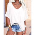 thumbnail image 4 of Camisetas de Gran Tamaño para Mujer, Cuello en V, Corta, Camisetas Holgadas Informales de Verano. S, 4 of 9