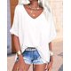 thumbnail image 4 of Camisetas de Gran Tamaño para Mujer, Cuello en V, Corta, Camisetas Holgadas Informales de Verano. M, 4 of 9