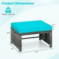 thumbnail image 3 of Gymax 2 Pieces Patio PE Rattan Ottomans with Soft Zippered Cushions for Deck Turquoise, 3 of 9