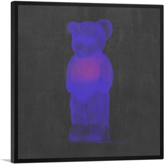ARTCANVAS Modern Neon Blue Gummy Bear Canvas Art Print - Size: 26" x 26" (1.50" Deep)