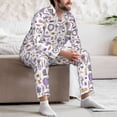thumbnail image 7 of Salouo Lavender Flowers Print Button-Front Long Sleeve Pajama Set for Men, Soft 2Pjs Men's Long Sleeve Sleepwear-X-Large, 7 of 7