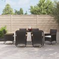 thumbnail image 1 of vidaXL 7 Piece Garden Dining Set with Cushions Black Poly Rattan, 1 of 5