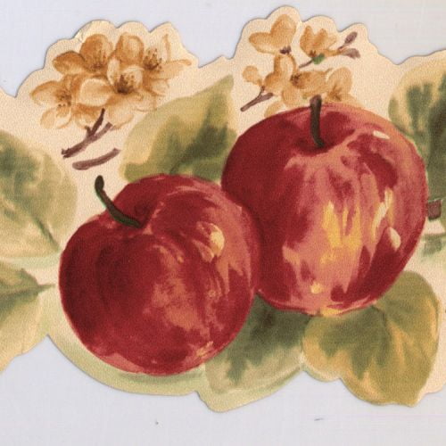 Concord Wallcoverings Apples and Lemons Scalloped Wallpaper Border Red, Yelow, Green, White 5 Inches by 15 Feet KC78351DC
