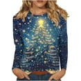 thumbnail image 2 of Lopecy-Sta Women's Christmas Snowflake Print Long Sleeve T-Shirt, Loose Crew Neck Casual Holiday Top Silver 5XL, 2 of 5