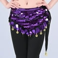 thumbnail image 2 of Levmjia Womens Midi Skirt Solid Color Sequins Solid Color Stretch Belly Dance Belly Performance Casual Skirt With For Party Vacation, 2 of 3