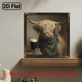 thumbnail image 6 of 2D Flat 1pc 2D Flat Scottish Highland Cow with Stout Pint Wood Framed Wall Sign - Rustic Scottish Cow, Farmhouse Decor for St Patrick'S Day, Kitchen, Office - 12x12 inch, Contemporary Style, Reusa, 6 of 8