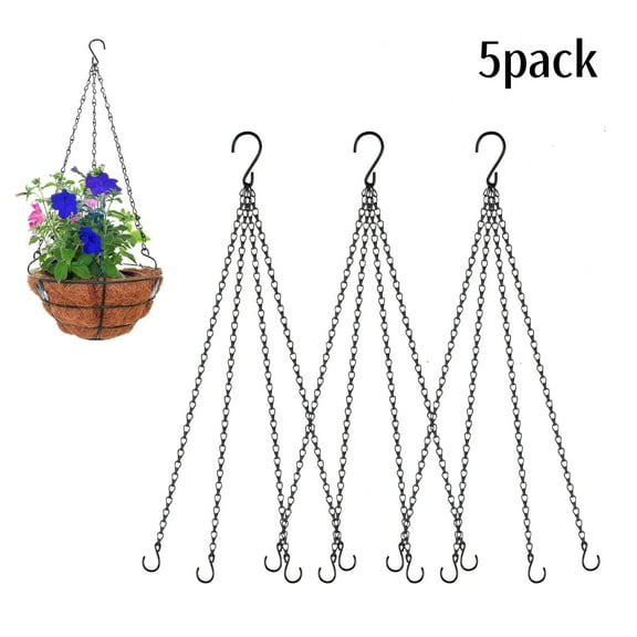 5 Pack 15.74 Inch Black 3 in one Hanging Chains, Garden Plant Hangers for Hanging Bird Feeders, Billboards, Chalkboards, Basket, Planters, Lanterns, Wind Chimes and Decorative Ornaments
