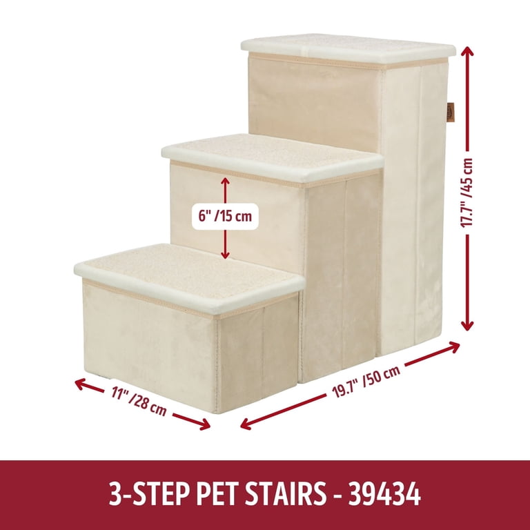 TRIXIE 3-Step Foldable Pet Stairs with Storage, Beige photo 3