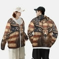 thumbnail image 5 of Fotbe Deer American Flag Wall Men's Women's UPF 50+ Sun Protection Jacket Hooded Cooling Shirt with Pockets Hiking Outdoor Performance-Small, 5 of 8