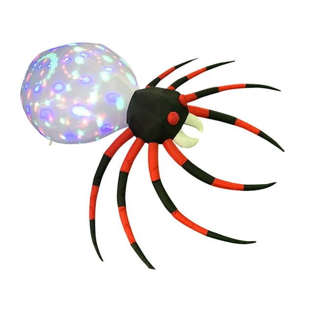 Modelo inflable de araña de 2,4 m, decoración divertida de Halloween, luces LED inflables, césped de jardín al aire libre, decoración de Halloween Estándar europeo Sunnimix Araña inflable