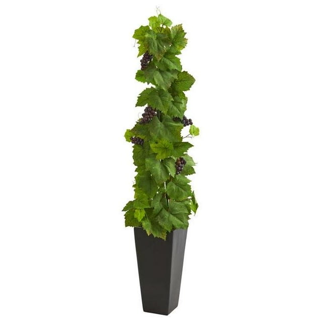 Nearly Natural 8075 Grape Leaf Artificial Plant in Black Planter