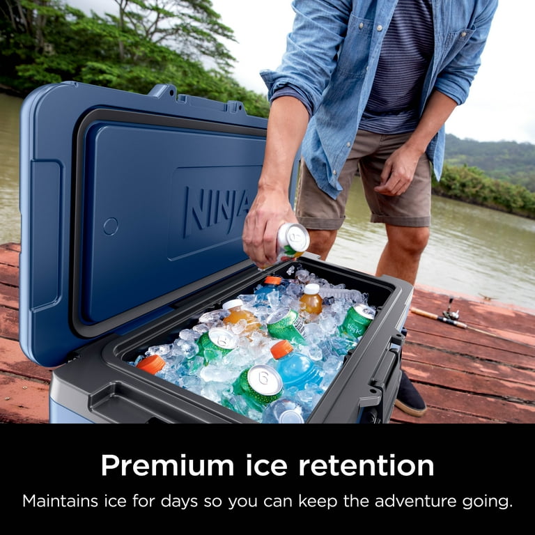 Ninja FrostVault 65 Quart Wheeled Cooler, Blue, Ice Retention, Dry