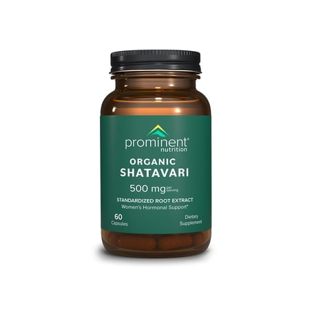 Prominent Nutrition Organic Shatavari Capsules, Hormone Support for Women, 500 mg, 60 Count, Standardized Root Extract Formulated for Women’s Health