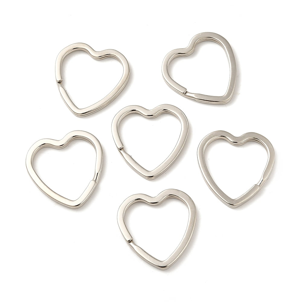 200pcs Iron Split Key Rings Keychain Clasp Findings Heart Platinum 31x31x3mm