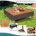 thumbnail image 4 of Costway 4PCS Patio Rattan Furniture Set Loveseat w/Wooden Side Table Cushioned Turquoise, 4 of 7