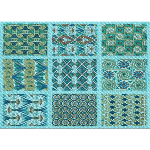 Ahgly Company Indoor Rectangle Patterned Aquamarine Stone Green Area Rugs, 5' x 8'