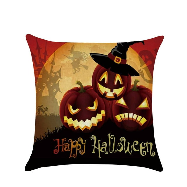 Happy Halloween Pumpkin Soft Linen 45x45cm linen pillowcase Soft Throw Cartoon Pattern Pillowcase for Sofa Home Decor