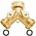 thumbnail image 1 of Garden Hose Splitter 2 Way - Heavy Duty Solid Brass Hose Y SplitterHose Faucet Splitter,3/4" Brass Hose Adapter Connectors, 1 of 4