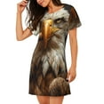 thumbnail image 2 of Sikiie Funny Bald Eagle Print Women's Short-sleeved Nightdress, Round Neck Pullover Nightdress Pajamas Summer Home Wear, 2 of 6