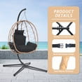 thumbnail image 4 of FKSLIFE Hanging Egg Chair with Leg Stand Indoor Outdoor Swing Egg Chair Hammock Basket Seat Chair with Cushion for Porch Balcony Garden Patio, 4 of 6