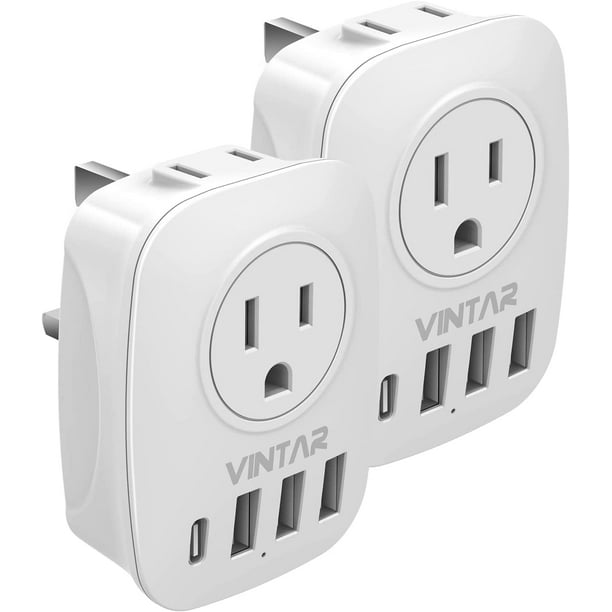 [2Pack] UK Ireland Travel Plug Adapter, Type G Plug Adapter with 2