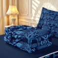 thumbnail image 6 of Homewish Retro Aztec Nature Tree Zipper Queen Comforter Set with Fitted Sheet and 2 Pillowcases,Vintage Botanical Zipper Bedding Set,Navy,Navy Blue Reversible,4pcs, 6 of 8