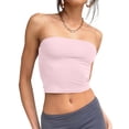 thumbnail image 4 of Women'S Tube Tops Strapless Crop Tops Basic Backless Sleeveless Going Out Outfits Summer Clothes Light Pink XS, 4 of 10