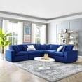 thumbnail image 1 of Modway Commix Down Filled Overstuffed Performance Velvet 5-Piece Sectional Sofa in Navy, 1 of 10