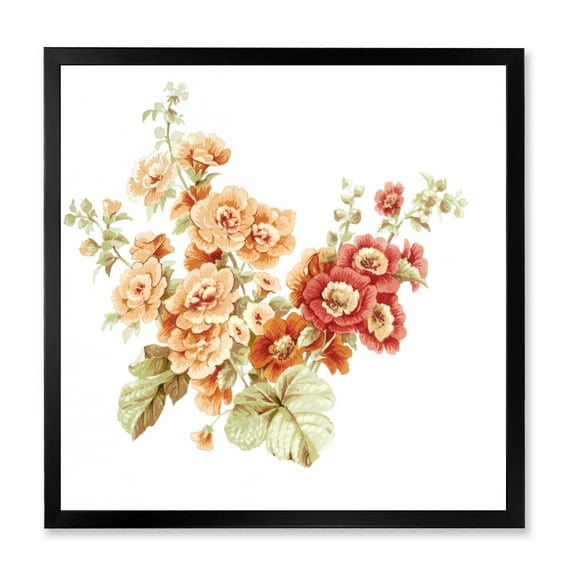 Designart 'Red and Orange Wildflowers' Traditional Framed Art Print