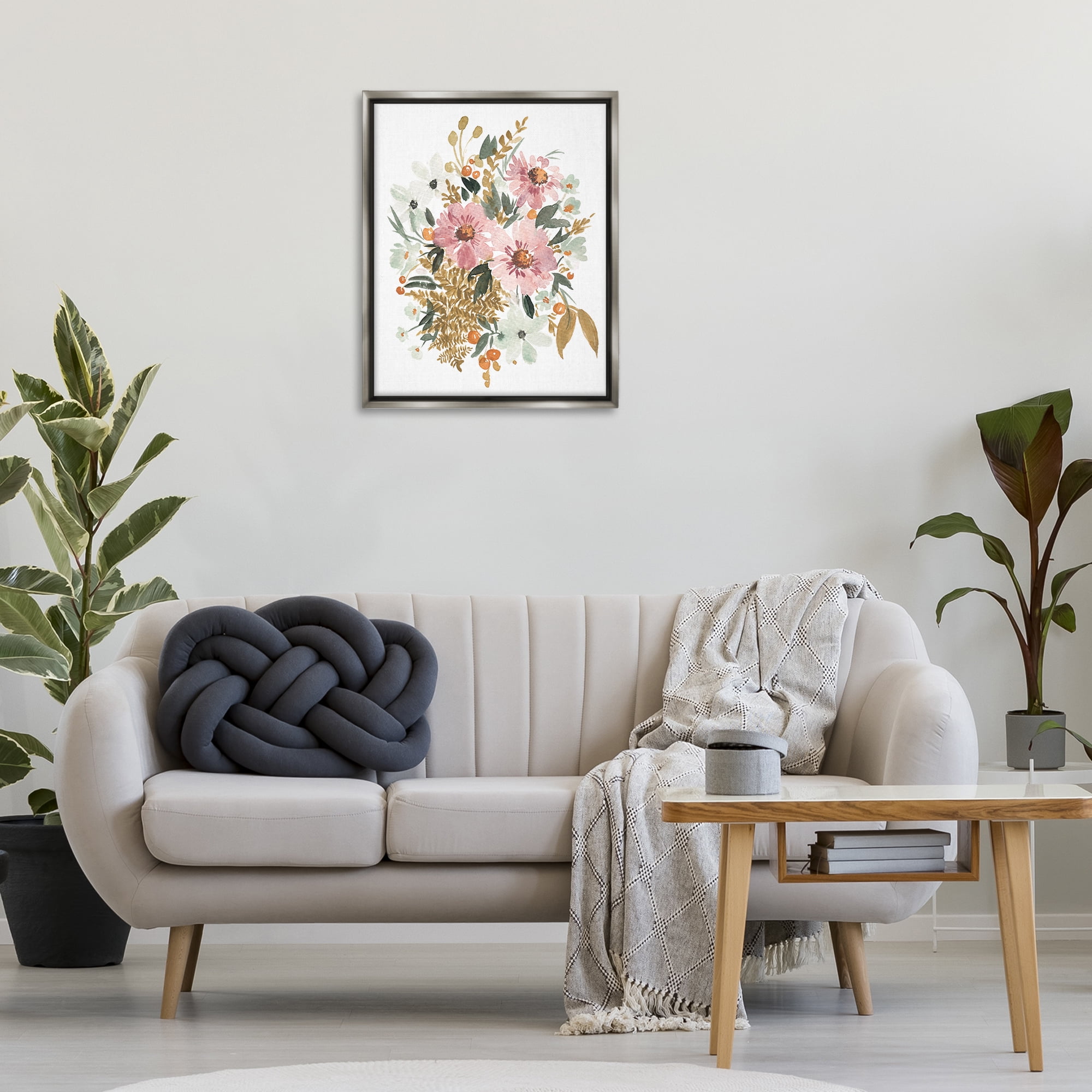 Stupell Industries Bundle Of Wildflowers Botanical & Floral Painting Gray Floater Framed Art Print Wall Art, 25 x 31