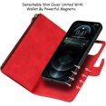 thumbnail image 6 of Wallet Case Compatible with iPhone 12 Pro Max,[6 Card Slots] [Wrist Strap] [Stand Feature] Detachable 2 in 1 Magnetic Zipper Leather Slim Cover Case for iPhone 12 Pro Max,6.7 inch Red, 6 of 7