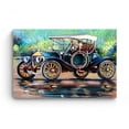 thumbnail image 3 of Startonight Canvas Wall Art Abstract Retro Blue Car Painting Framed 32" x 48", 3 of 6