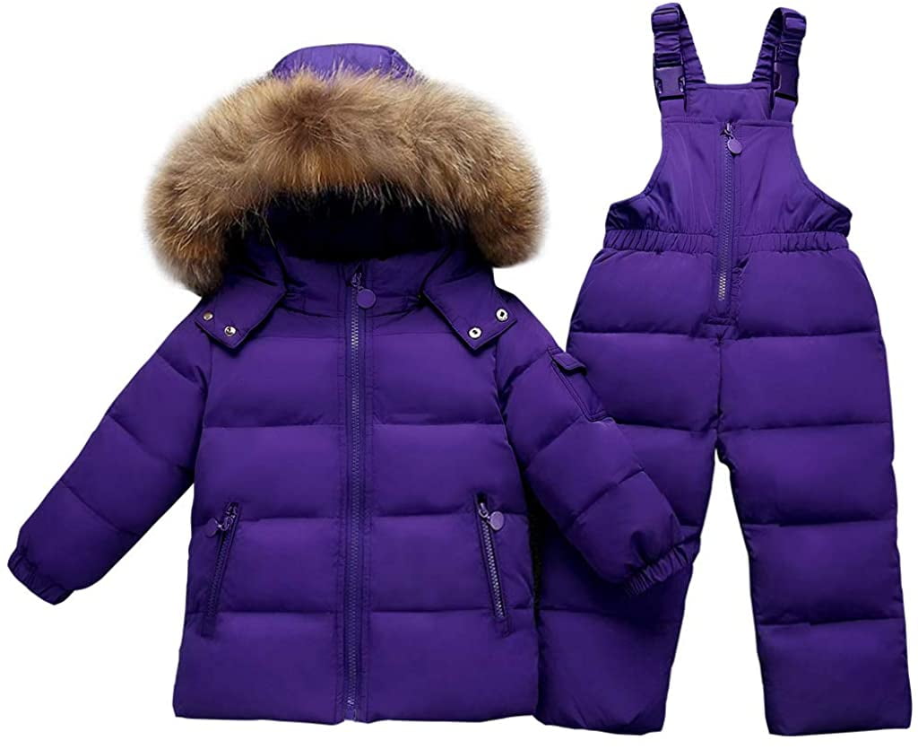 Hotmiss Baby Boys Girls Ultralight Snowsuit Winter Puffer Jacket and Overall Winter Coat and Snow Pants