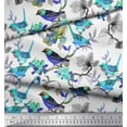 thumbnail image 3 of Soimoi Georgette Viscose Fabric Floral & Sparrow Bird Print Fabric by The Yard 42 Inch Wide, 3 of 3