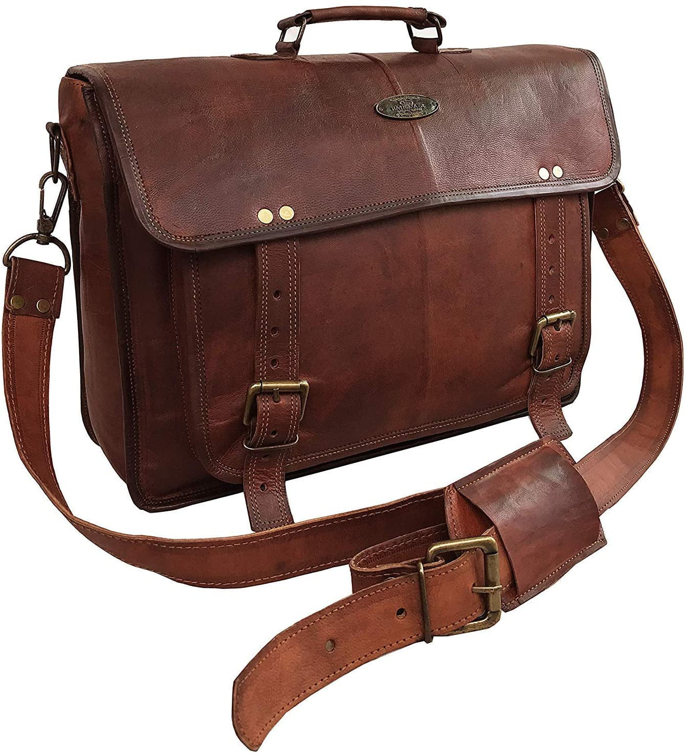 DARK BROWN Handmade Leather Messenger Bag Laptop Briefcase Computer Satchel bag For Men