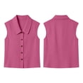 thumbnail image 7 of Tank Top Women Women's Solid Color Casual Sleeveless Lapel Doll Collar Knot Linen Button Cardigan Top Hot Pink Xxl, 7 of 7