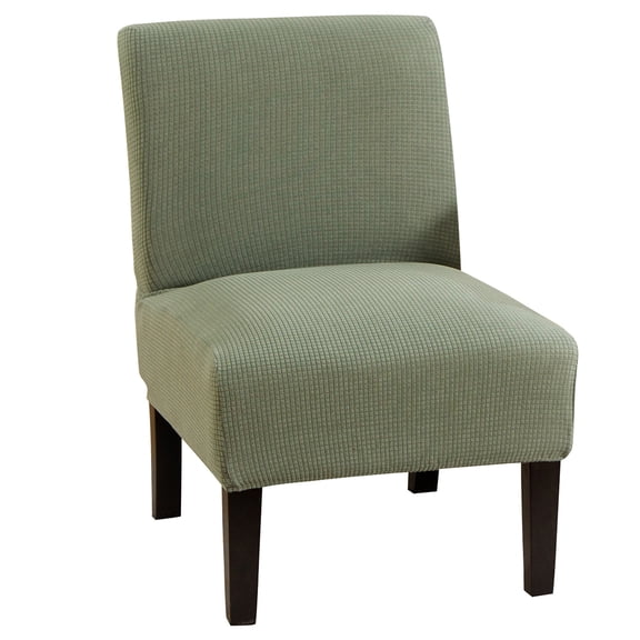 CJC Armless Accent Chair Cover Jacquard Knitted Chair Slipcover for Hotel Office Living Room, 1 Pack, Green