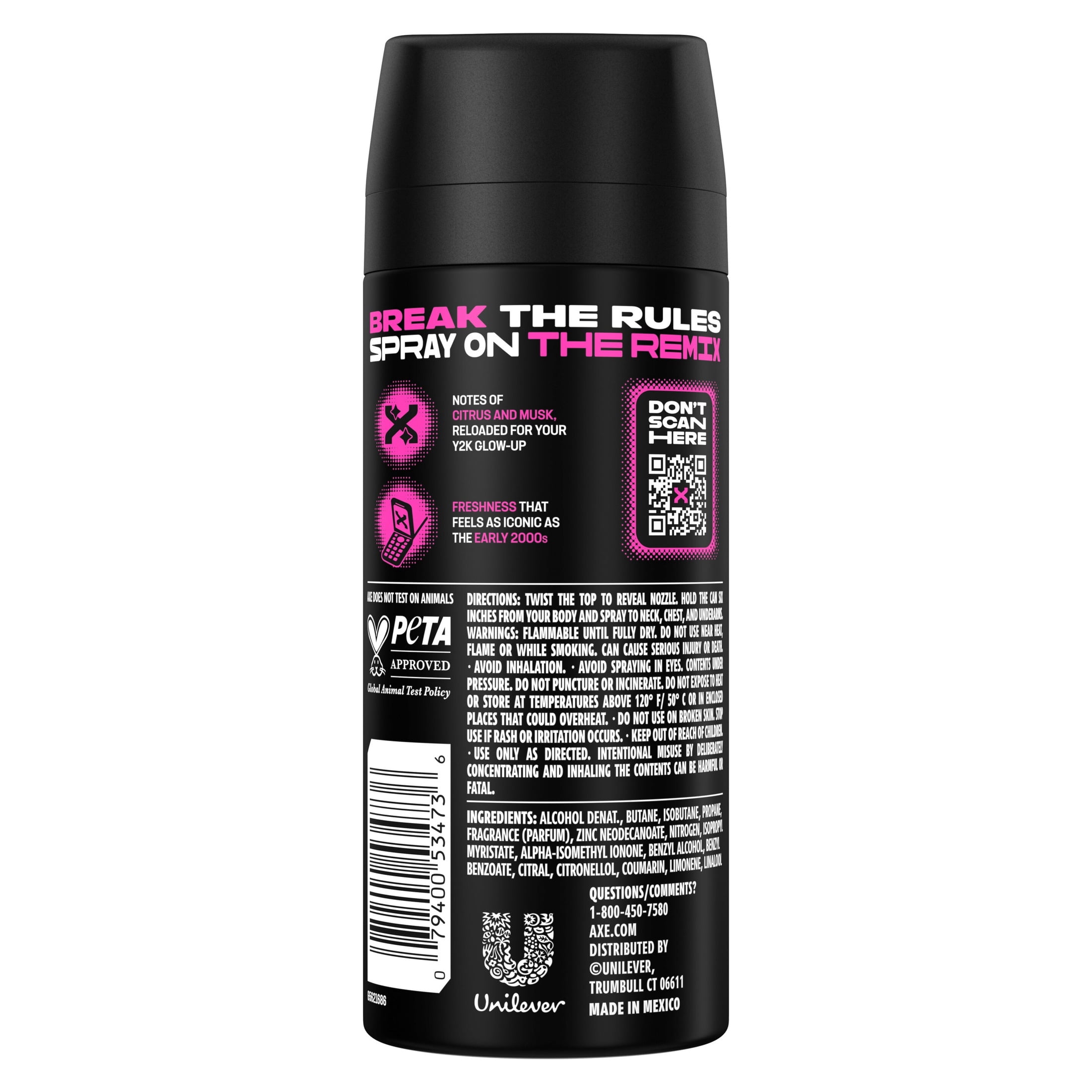 AXE Y2K Reboot Underarm Deodorant Body Spray Anarchy Remix, 2.9 oz
