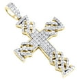 thumbnail image 4 of 10K Yellow Gold Round Diamond Fancy Cuban Link Cross Pendant 2" Charm 1.38 CT., 4 of 6