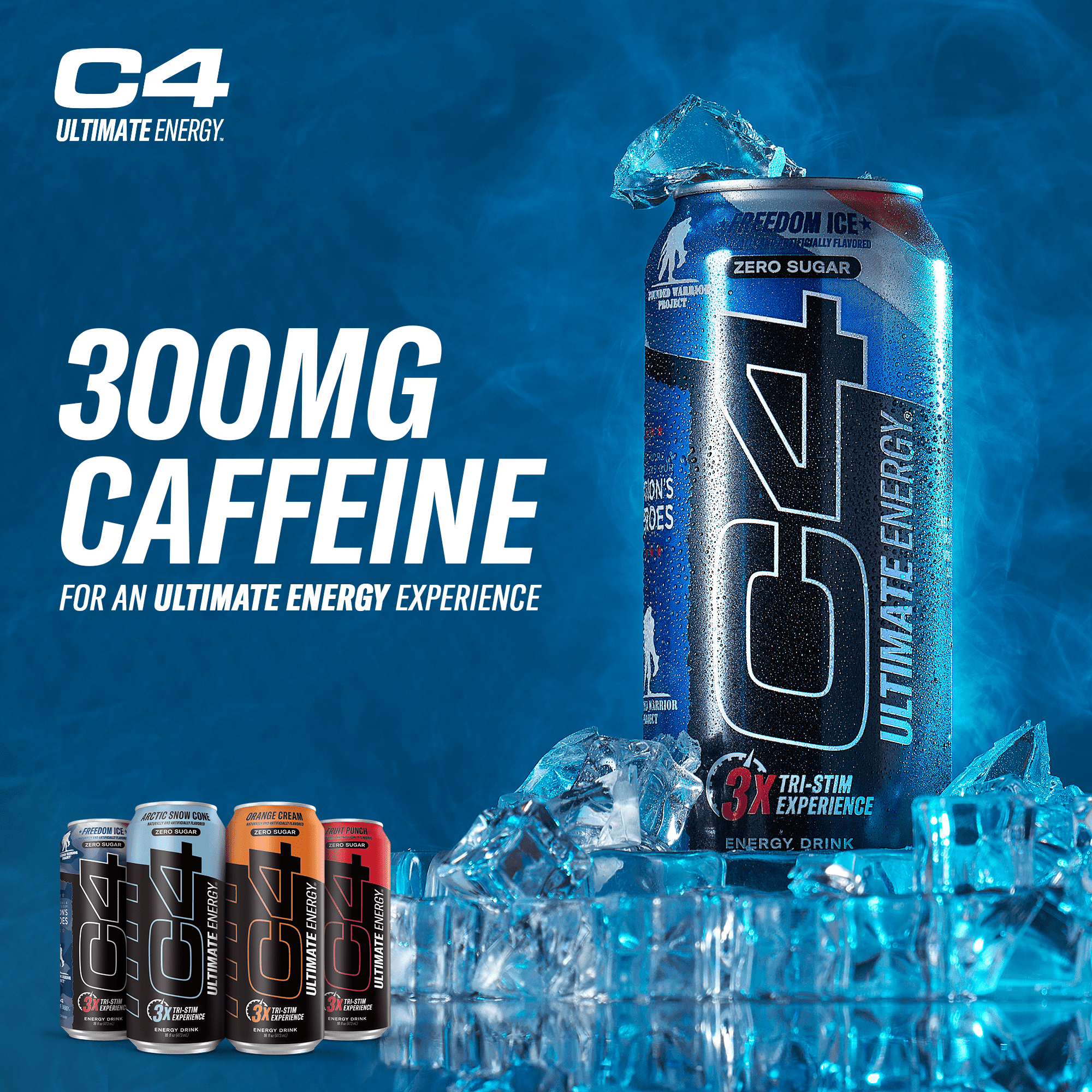 C4 Ultimate Energy Drink, Variety Pack Flavor, Zero Sugar, Carbonated, 16 oz can (12 Pack)