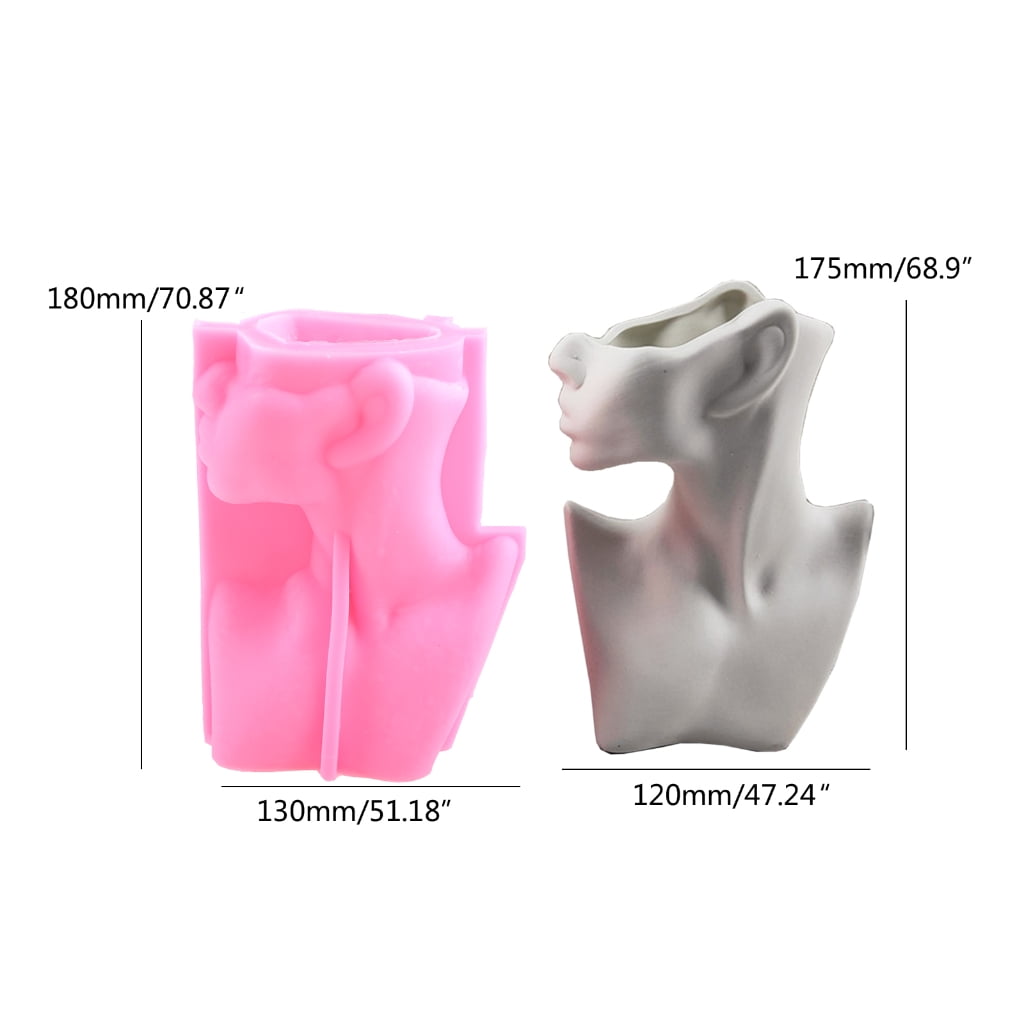 BQBQERT Half-body Human Body Flower Silicone Mold Epoxy Resin Casting Mold Vase Cement Mold Holder Mold