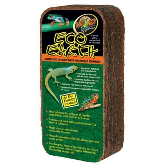 Zoo Med Eco Earth Compressed Coconut Fiber Substrate [Reptile Bark, Soil and Moss, Reptile Supplies] 1 count