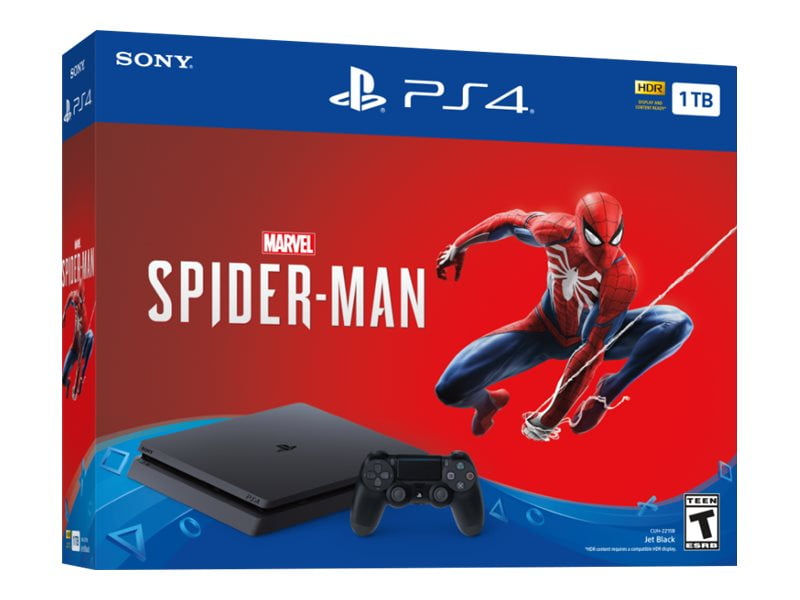 Sony PlayStation 4 Slim 1TB Console, Spiderman Bundle, Black