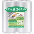 thumbnail image 1 of KitchenBoss Rouleaux de Sacs pour Scelleuse sous Vide : 8 Pieds' x 50 Pieds Lot de 2 Sacs sous Vide pour Conservation des Aliments, Sans BPA, Qualité Commerciale, Rouleau de Scellage pour Aspirateur Alimentaire, Sac de Conservation des Aliments 100 Pieds au Total, 1 of 7