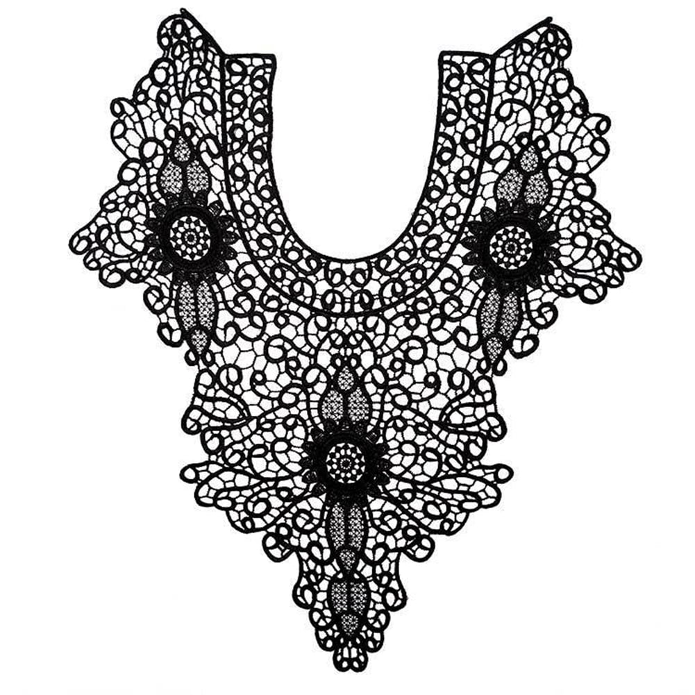 Yesbay Floral Collar Embroidery Lace Neckline Wedding Dress DIY Sewing Applique Patch,Red