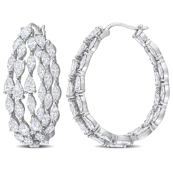 Created Forever Women's 11 CT Lab Created Diamond 14K White Gold Hoop Earrings (G-H, VS1-VS2)